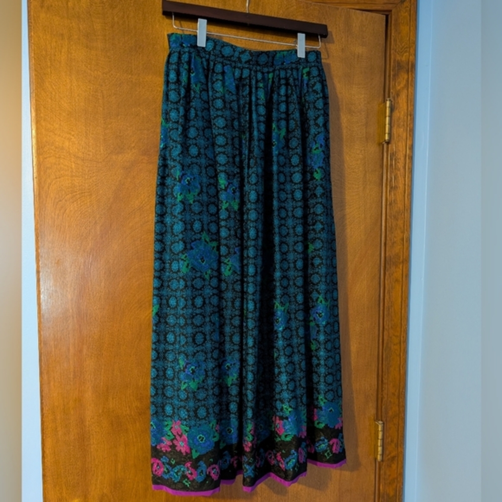 Oscar de la Renta Blue and Black Maxi Skirt Casual Resort Wear